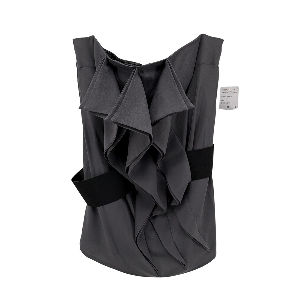 Twenty One Tube Top Womens M Grey Woven Ruffle Front‎ Strapless Zipper Back